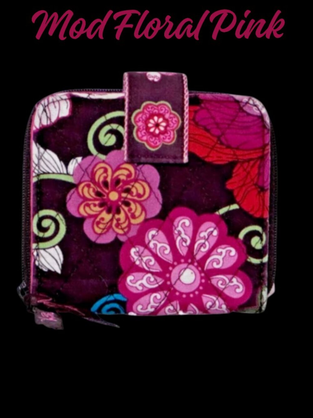 Vera Bradley Mod Floral Pink Wallet Retired 2007 Y2K McBling